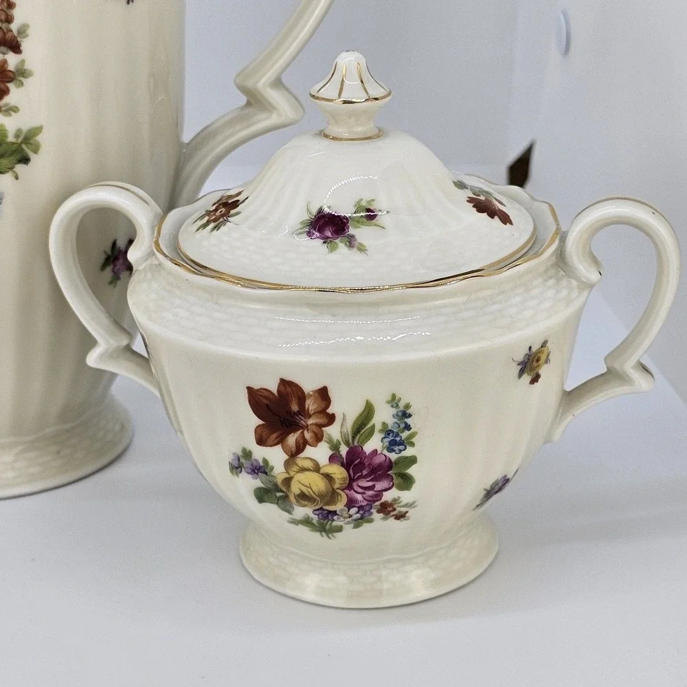 Epiag Czechoslovakia COFFEE TEA POT With Cream and Sugar Bowl China‎